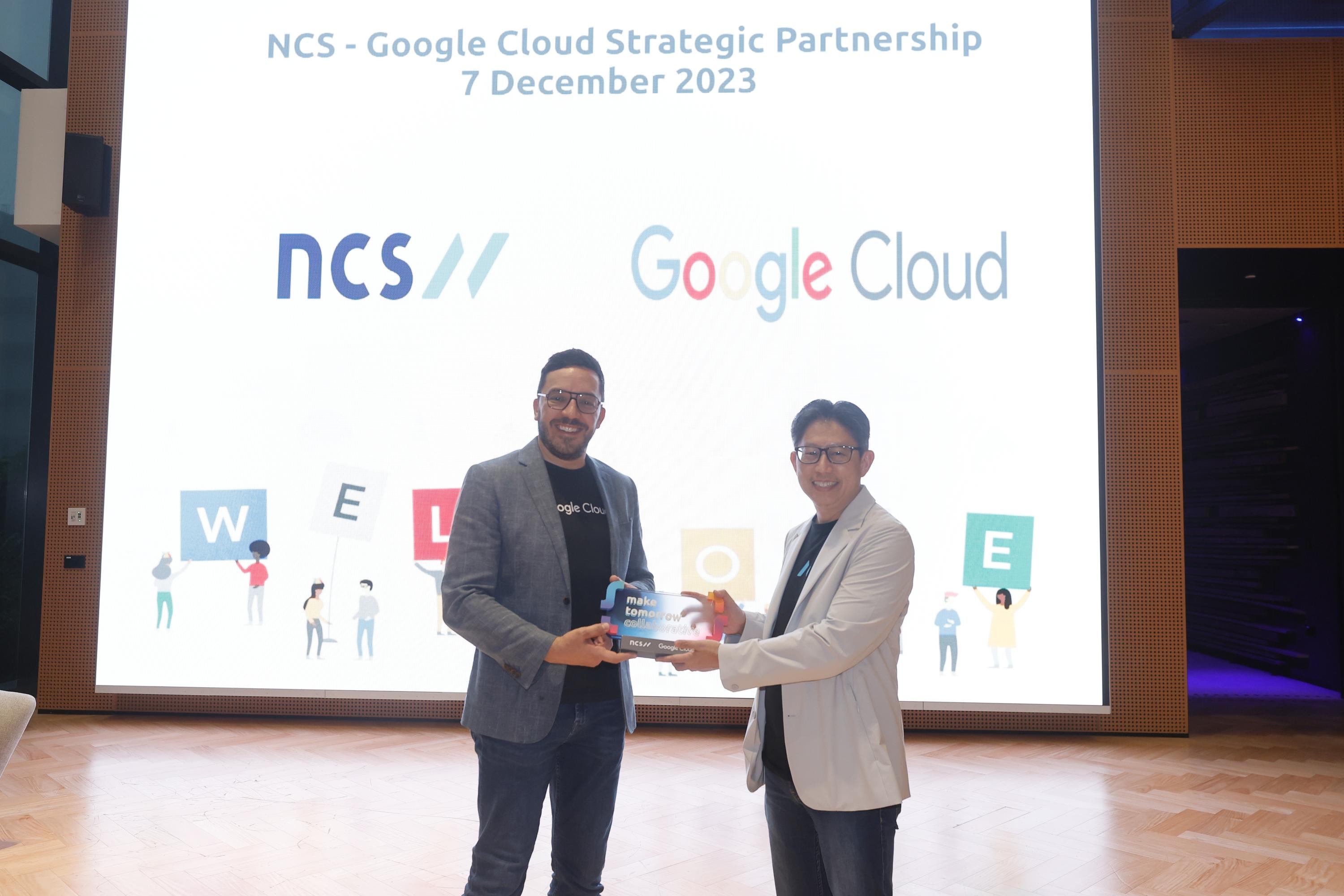 Mr Mark Micallef, Managing Director, Google Cloud, Southeast Asia, and Mr Ng Kuo Pin, CEO, NCS, at NCS-Google Cloud Strategic Partnership Launch