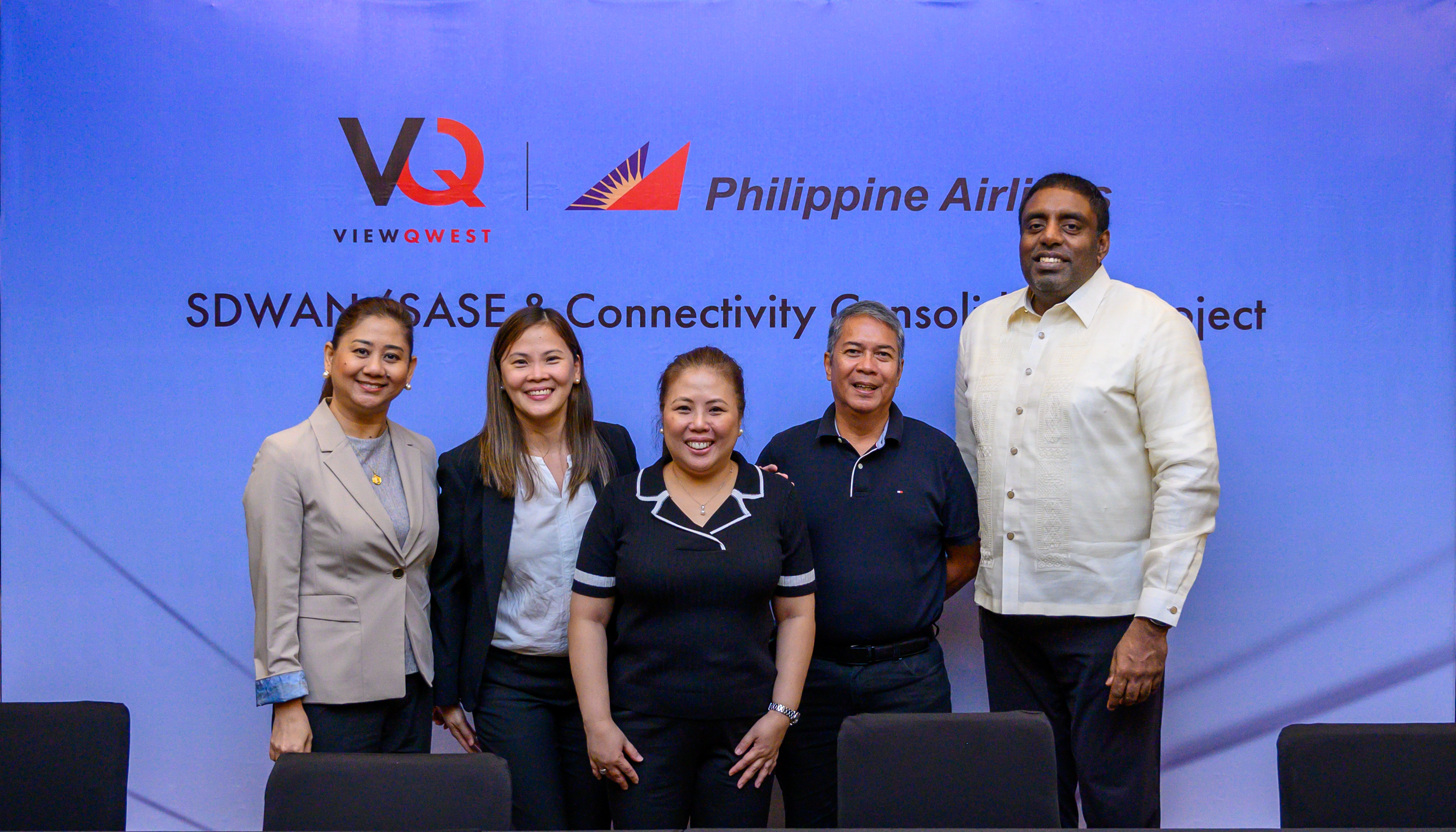 (L to R): ViewQwest's Chief Operating Officer - Jurist Francisco, Philippine Airlines’ Vice President of IT Operations - Angelique Tinsay, Chief Information Officer - Aurea Patria Vidal, Senior IT Manager - Alejandro S. Sol Cruz, and ViewQwest's Chief Executive Officer - Vignesa Moorthy