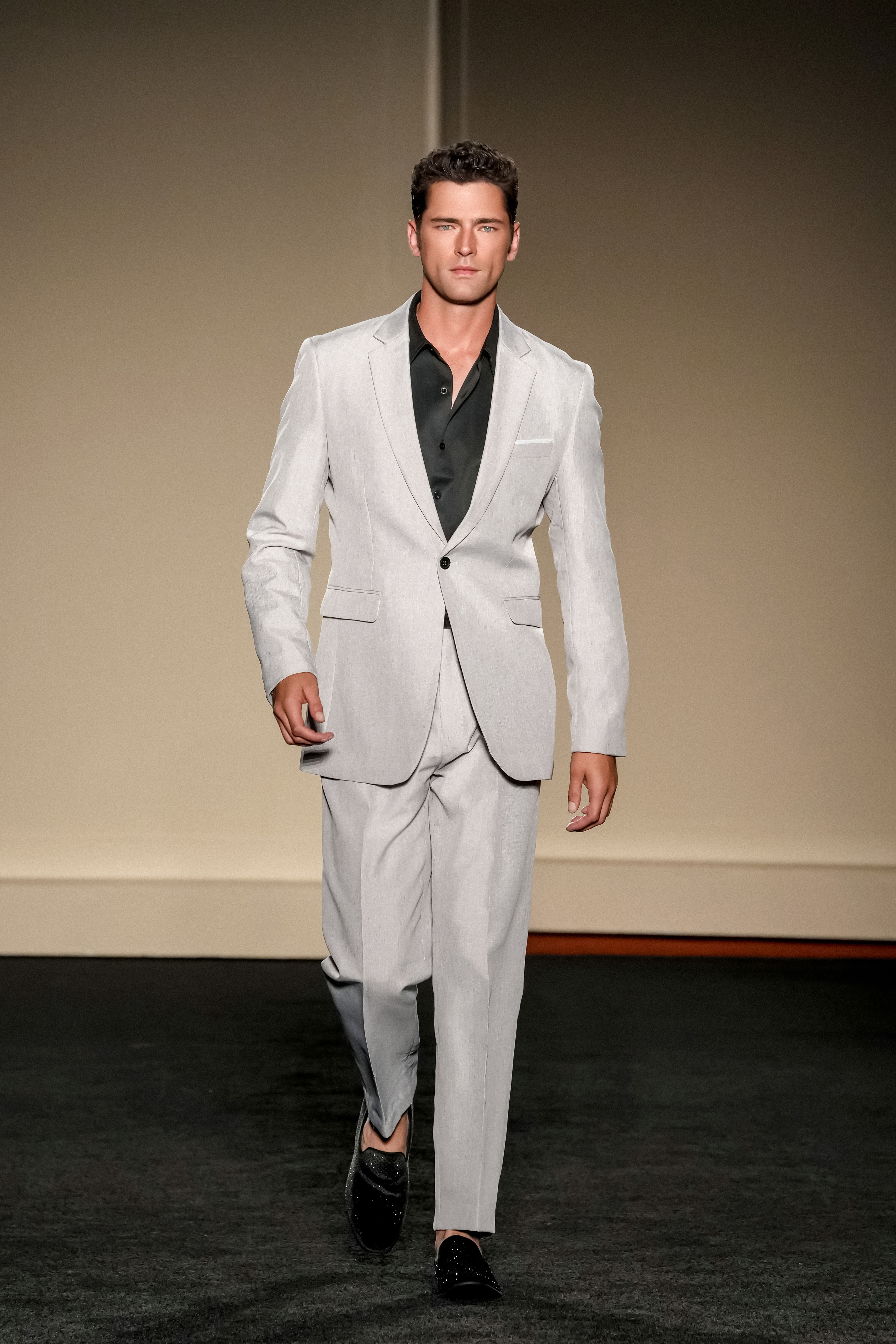 Sean O'Pry opened the runway show for Coofandy